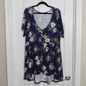 Torrid super soft high low floral babydoll tunic